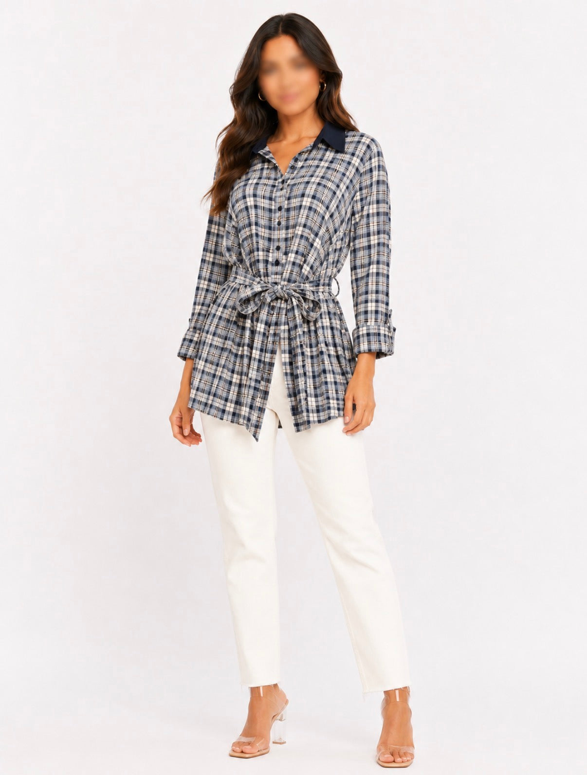 Plaid wrapping shirt