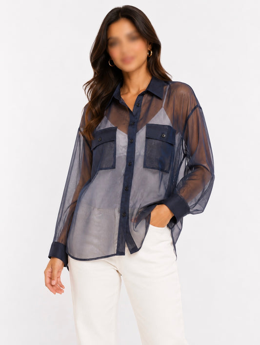 Navy blue organza shirt
